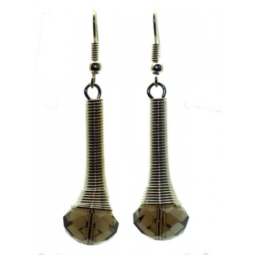 Smokey Sparkling Faceted Dropper Fishhook Earrings