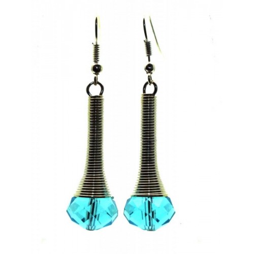 Turquoise Sparkling Faceted Dropper Fishhook Earrings