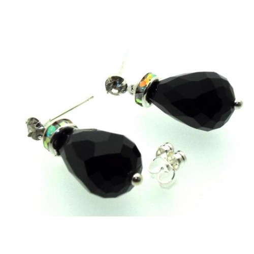 Black Sparkling Faceted Post Earrings
