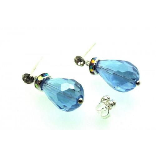 Blue Sparkling Faceted Post Earrings