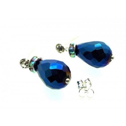 Royal Blue Sparkling Faceted Post Earrings