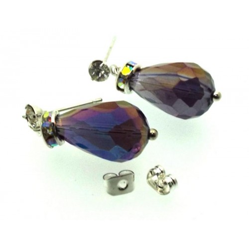 Purple Sparkling Faceted Post Earrings