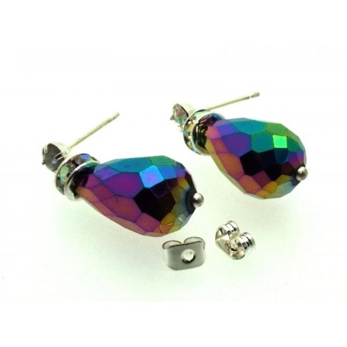 Titanium Aura Sparkling Faceted Post Earrings