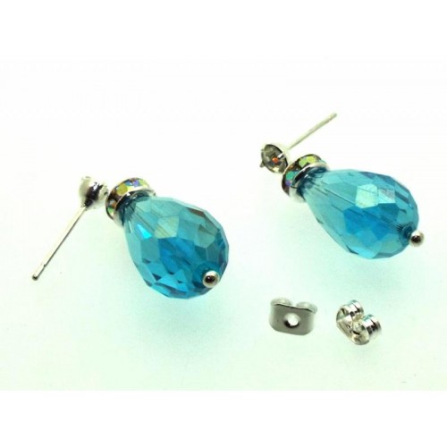 Turquoise Effect Sparkling Faceted Post Earrings