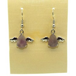 Amethyst Gemstone Angel Fishhook Earrings