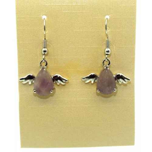 Amethyst Gemstone Angel Fishhook Earrings