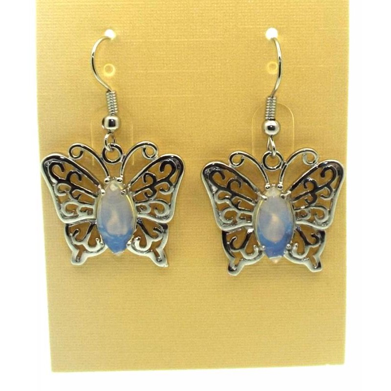 Opalite Gemstone Butterfly Fishhook Earrings