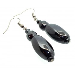 Hematite Bead Fishhook Earrings