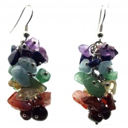 Chakra Gemstone Chip Cluster Earrings