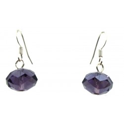 Purple Crystal Glass Fishhook Earrings