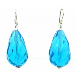 Chunky Blue Crystal Glass Fishhook Earrings