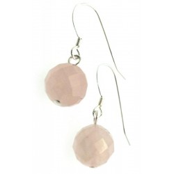 Rose Quartz Faceted Sterling Silver Fishhook Earrings