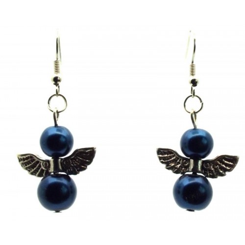 Blue Guardian Angel Fishhook Earrings