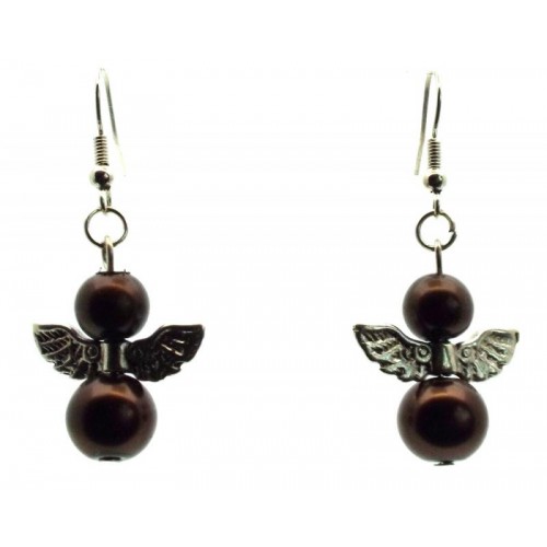 Brown Guardian Angel Fishhook Earrings