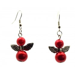 Crimson Guardian Angel Fishhook Earrings