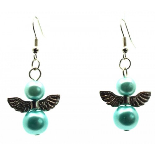 Cyan Guardian Angel Fishhook Earrings