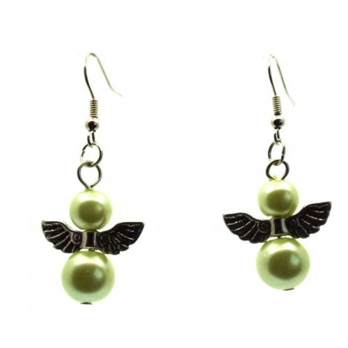 Olive Guardian Angel Fishhook Earrings