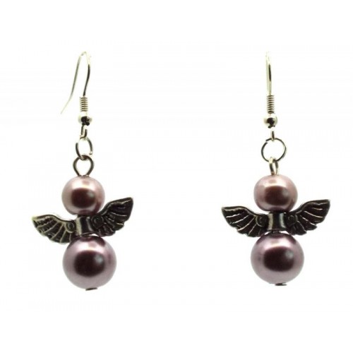 Rosy Brown Guardian Angel Fishhook Earrings