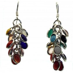 Multi Coloured Gemstone Gypsy Charm Earrings