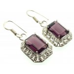 Amethyst Gemstone Indian Silver Fishhook Earrings