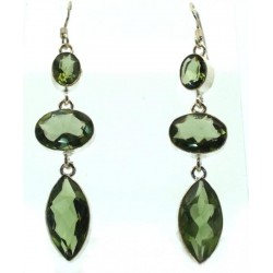 Prasiolite Gemstone Indian Silver Fishhook Earrings 02