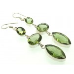 Prasiolite Gemstone Indian Silver Fishhook Earrings 02