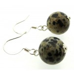 12mm Dalmation Jasper Fishhook Earrings