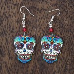 Large Candy Skull Fishhook Earrings