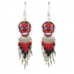 Small Candy Skull Fishhook Earrings