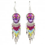 Small Candy Skull Fishhook Earrings