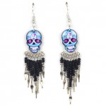 Small Candy Skull Fishhook Earrings