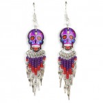 Small Candy Skull Fishhook Earrings