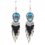 Small Candy Skull Fishhook Earrings