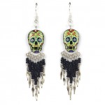 Small Candy Skull Fishhook Earrings