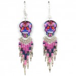 Small Candy Skull Fishhook Earrings