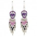 Small Candy Skull Fishhook Earrings