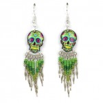 Small Candy Skull Fishhook Earrings