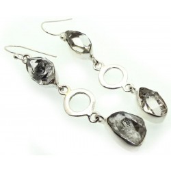 Sterling Silver Herkimer Diamond Fishhook Earrings 01