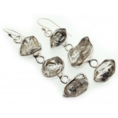 Sterling Silver Herkimer Diamond Fishhook Earrings 02
