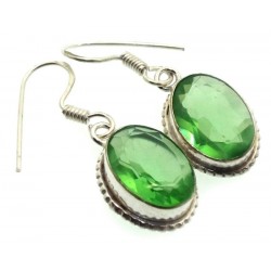 Indian Silver Peridot Fishhook Earrings 04