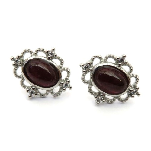 Garnet 925 Silver Stud Earrings