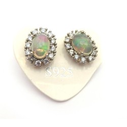 Ethiopian Opal 925 Silver Stud Earrings