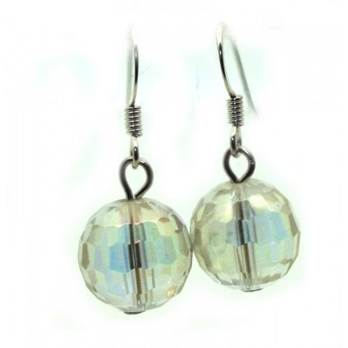 Angel Aura Gemstone Faceted Sphere Fishhook Earrings