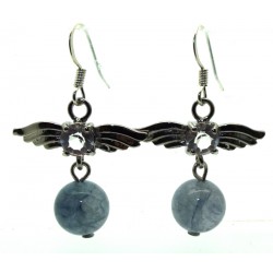 Aquamarine Gemstone Angel of Light Sphere Fishhook Earrings