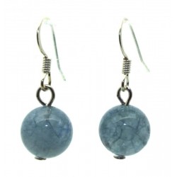 Aquamarine Gemstone Sphere Fishhook Earrings