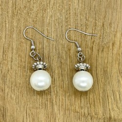 Elegant 12mm Glass Pearl Fishhook Earrings