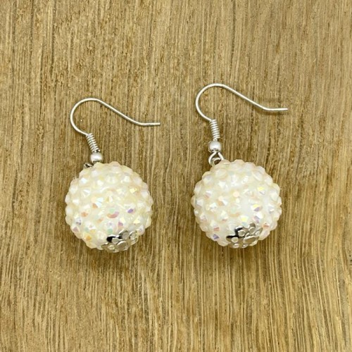 18mm Bling Sphere Fishhook Earrings