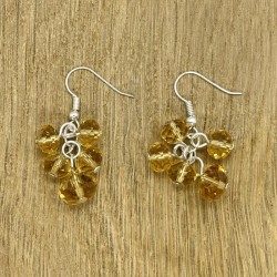 Yellow Crystal Glass Cluster Dropper Fishhook Earrings