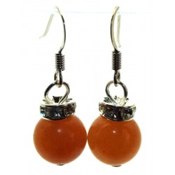 Orange Jade Gemstone Sphere Fishhook Earrings