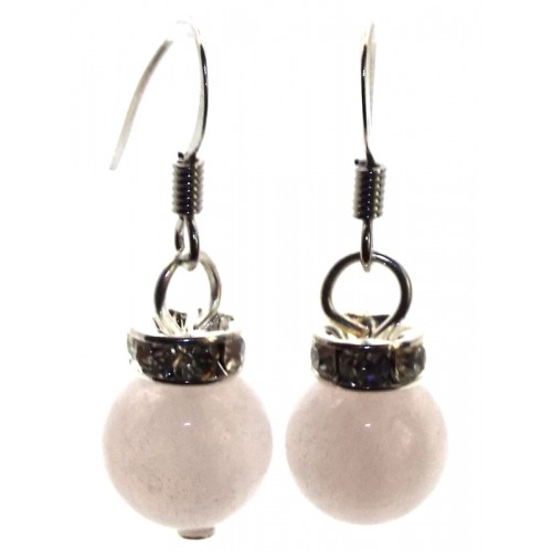 Rose Quartz Gemstone Sphere Fishhook Earrings